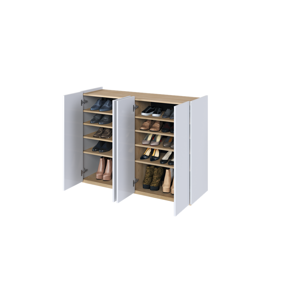 EASY EA-02 - komoda 4d z oświetleniem - biały połysk/dąb scandi