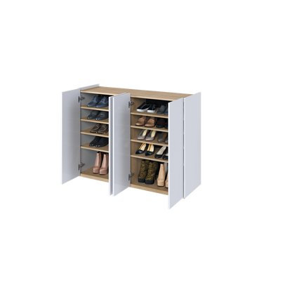 EASY EA-02 - komoda 4d z oświetleniem - biały połysk/dąb scandi