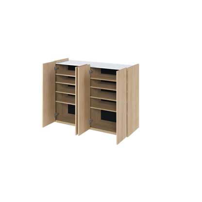 EASY EA-02 - komoda 4d z oświetleniem - dąb scandi/biały połysk