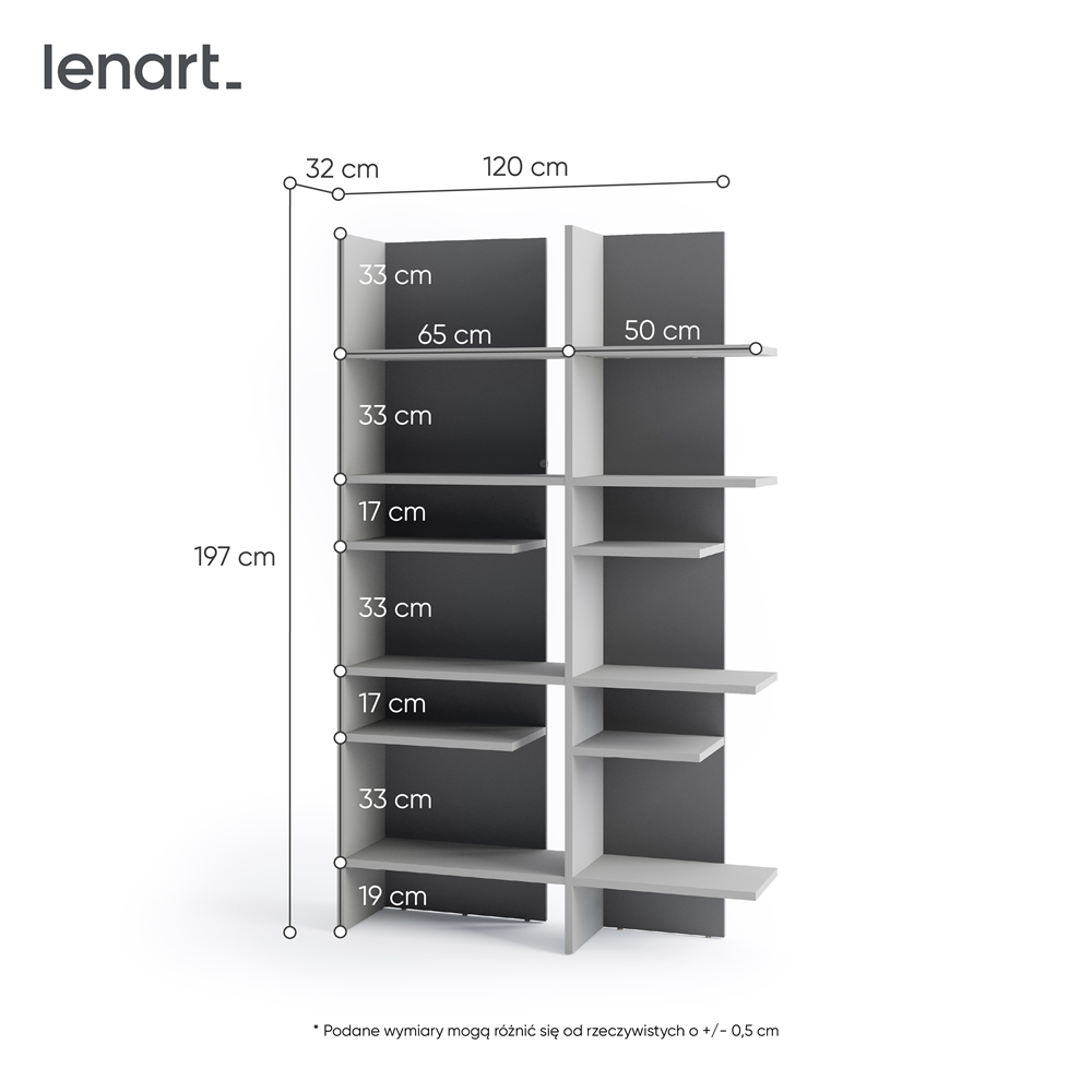 FITT FL-01L - regał lewy z oświetleniem - metalic ciemny/metalic jasny