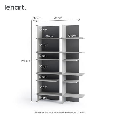 FITT FL-01L - regał lewy z oświetleniem - metalic ciemny/metalic jasny