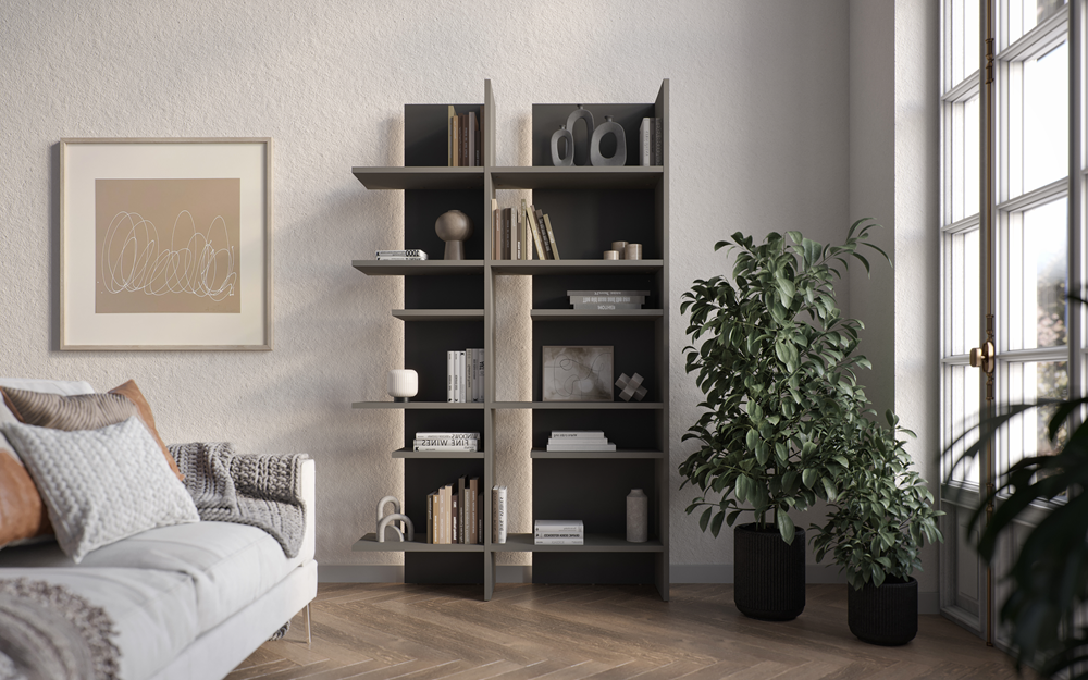 FITT FL-01P - regał prawy z oświetleniem - metalic ciemny/metalic jasny