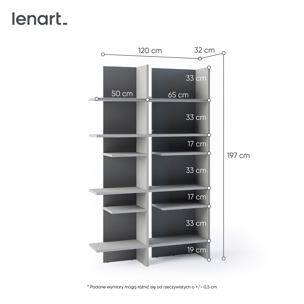 FITT FL-01P - regał prawy z oświetleniem - metalic ciemny/metalic jasny