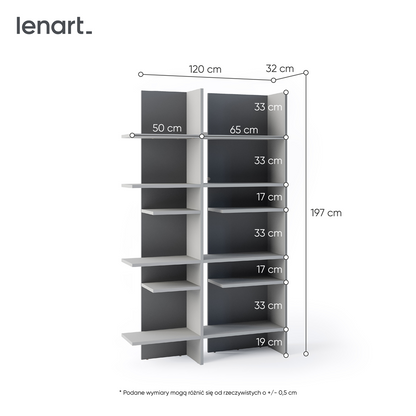FITT FL-01P - regał prawy z oświetleniem - metalic ciemny/metalic jasny