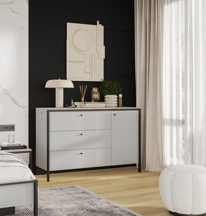 GRIS GS-04 - komoda 1d3s z oświetleniem - szary/czarny