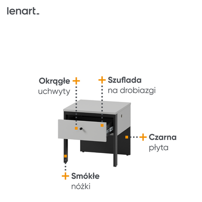 GRIS GS-05 - stolik nocny 1s z oświetleniem - szary/czarny