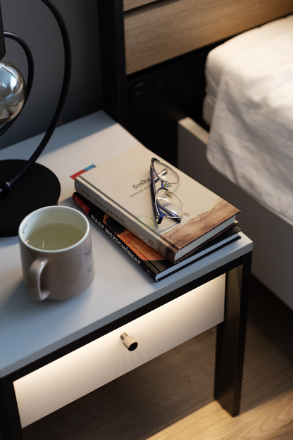 GRIS GS-05 - stolik nocny 1s z oświetleniem - szary/czarny