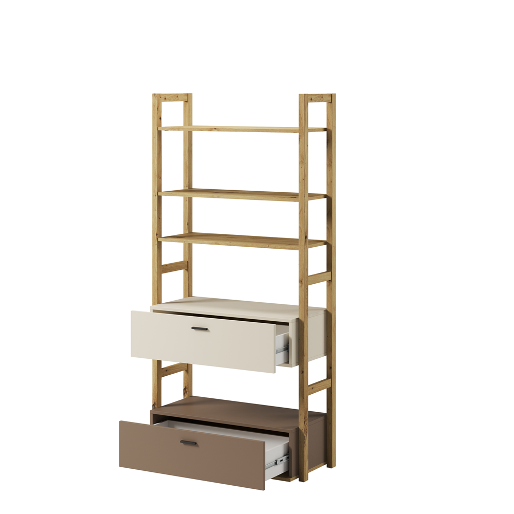 LENNY LY-02 - regał 85 2s - dąb artisan/beż/truflowy