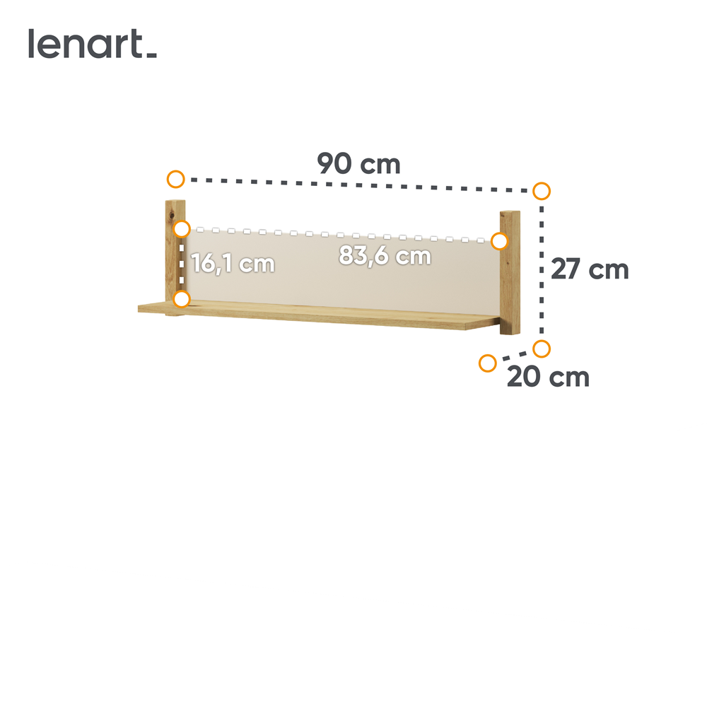 LENNY LY-05 - półka wisząca - dąb artisan/beż/truflowy