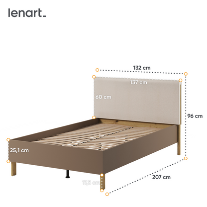 LENNY LY-08 - łóżko 120 ze stelażem - dąb artisan/beż/truflowy