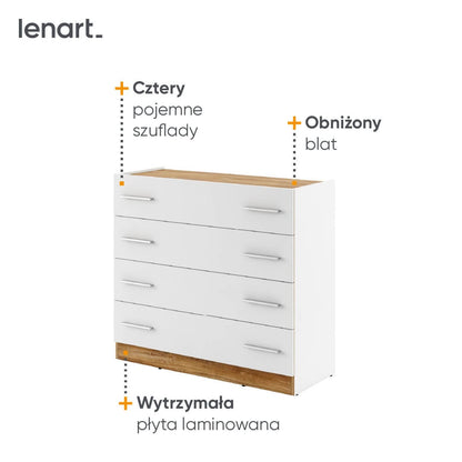 DENTRO DT-04 - komoda - biały/dąb stirling