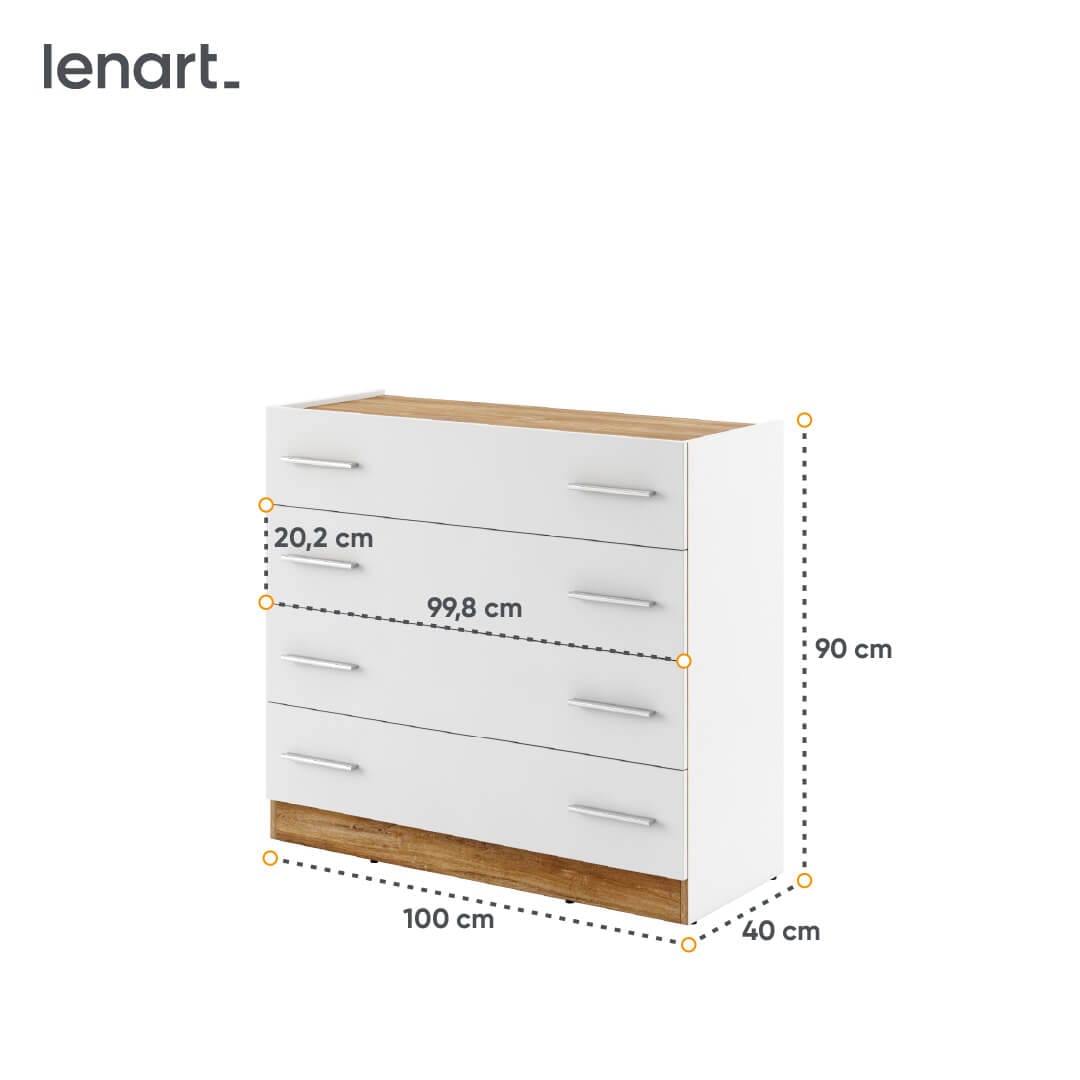 DENTRO DT-04 - komoda - biały/dąb stirling