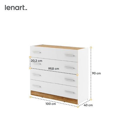 DENTRO DT-04 - komoda - biały/dąb stirling