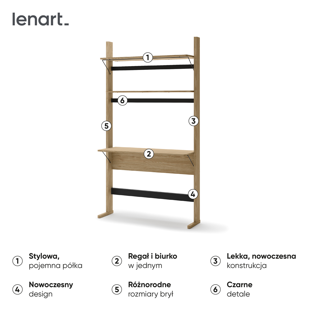 Regał Ollie biurko 04 dąb olejowany