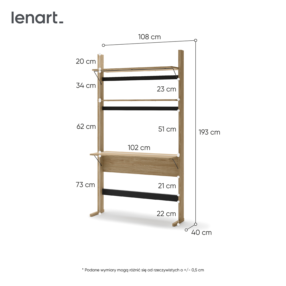 Regał Ollie biurko 04 dąb olejowany