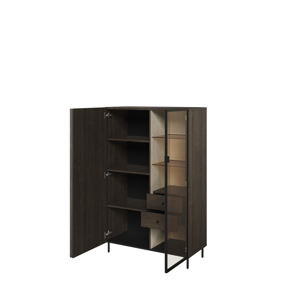 PIEMONTE PE-06 - szafka 1d1w2s z oświetleniem - jesion portland/czarny