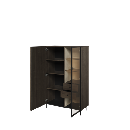 PIEMONTE PE-06 - szafka 1d1w2s z oświetleniem - jesion portland/czarny