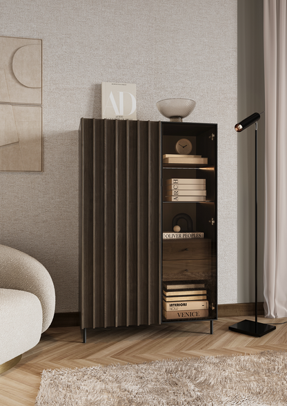 PIEMONTE PE-06 - szafka 1d1w2s z oświetleniem - jesion portland/czarny