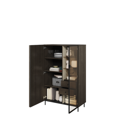 PIEMONTE PE-06 - szafka 1d1w2s z oświetleniem - jesion portland/czarny