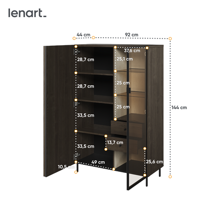 PIEMONTE PE-06 - szafka 1d1w2s z oświetleniem - jesion portland/czarny