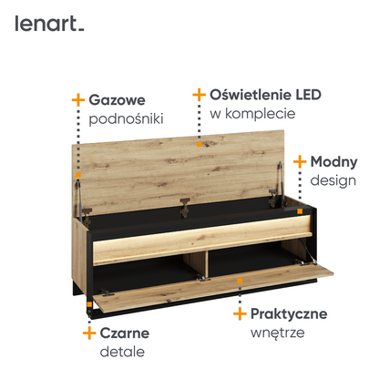 Szafka na buty Quant podświetlana dąb artisan