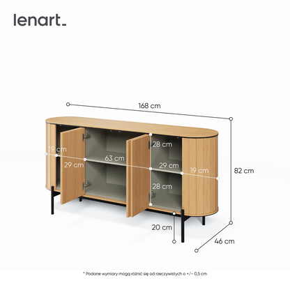 Komoda Rotto 168 duża dąb vicenza dwudrzwiowa półokrągła