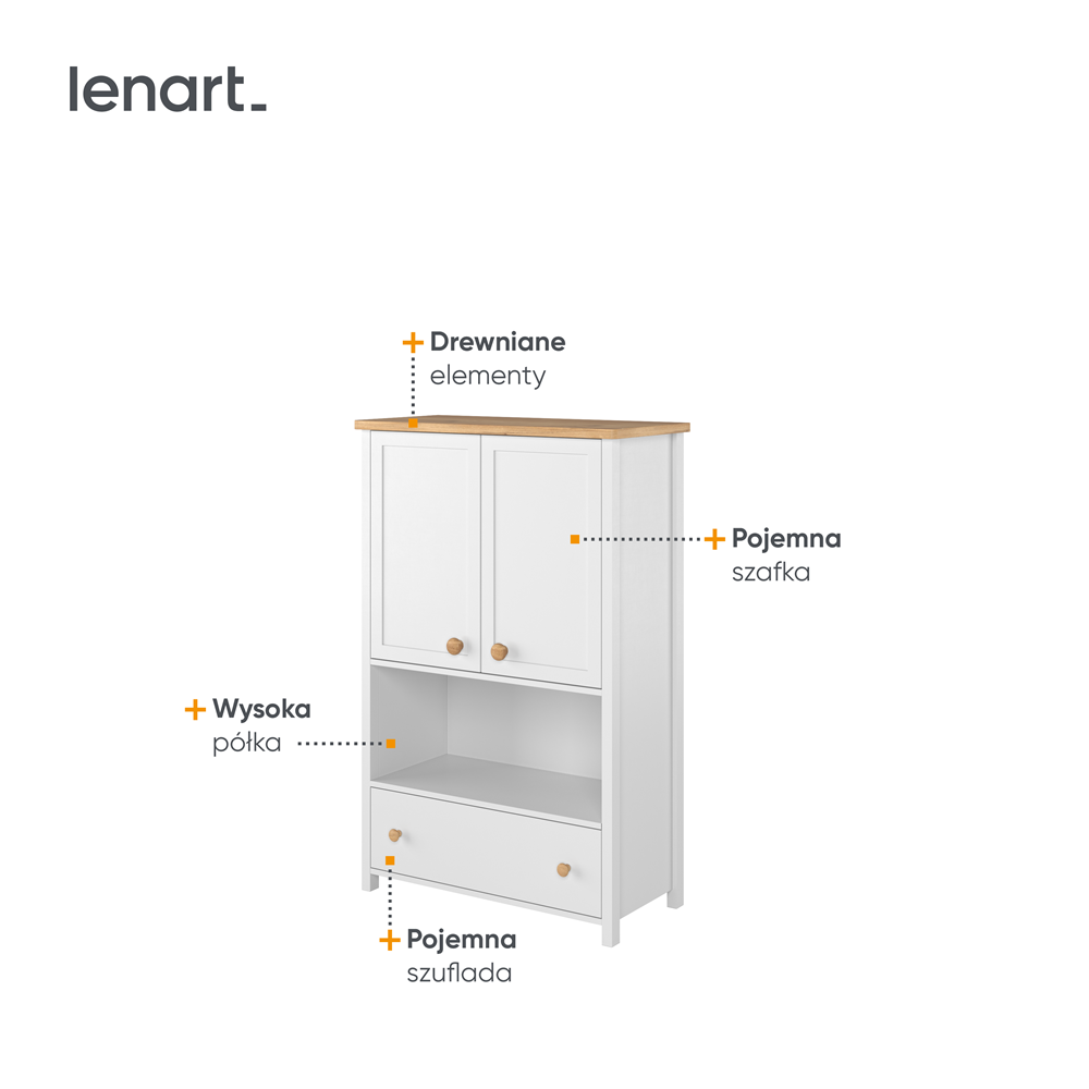 STORY SO-11 - komoda 2d1s - biały/dąb nash