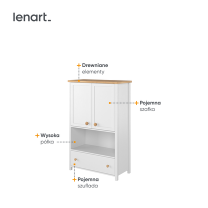 STORY SO-11 - komoda 2d1s - biały/dąb nash