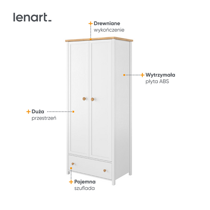 STORY SO-12 - szafa 2d dzielona - biały/dąb nash