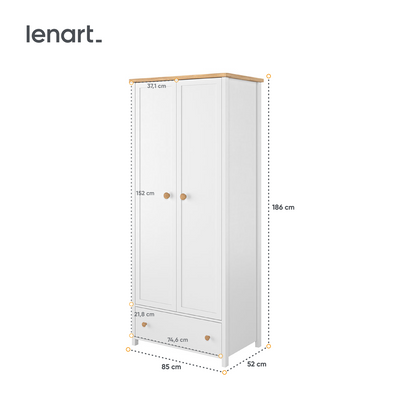 STORY SO-12 - szafa 2d dzielona - biały/dąb nash