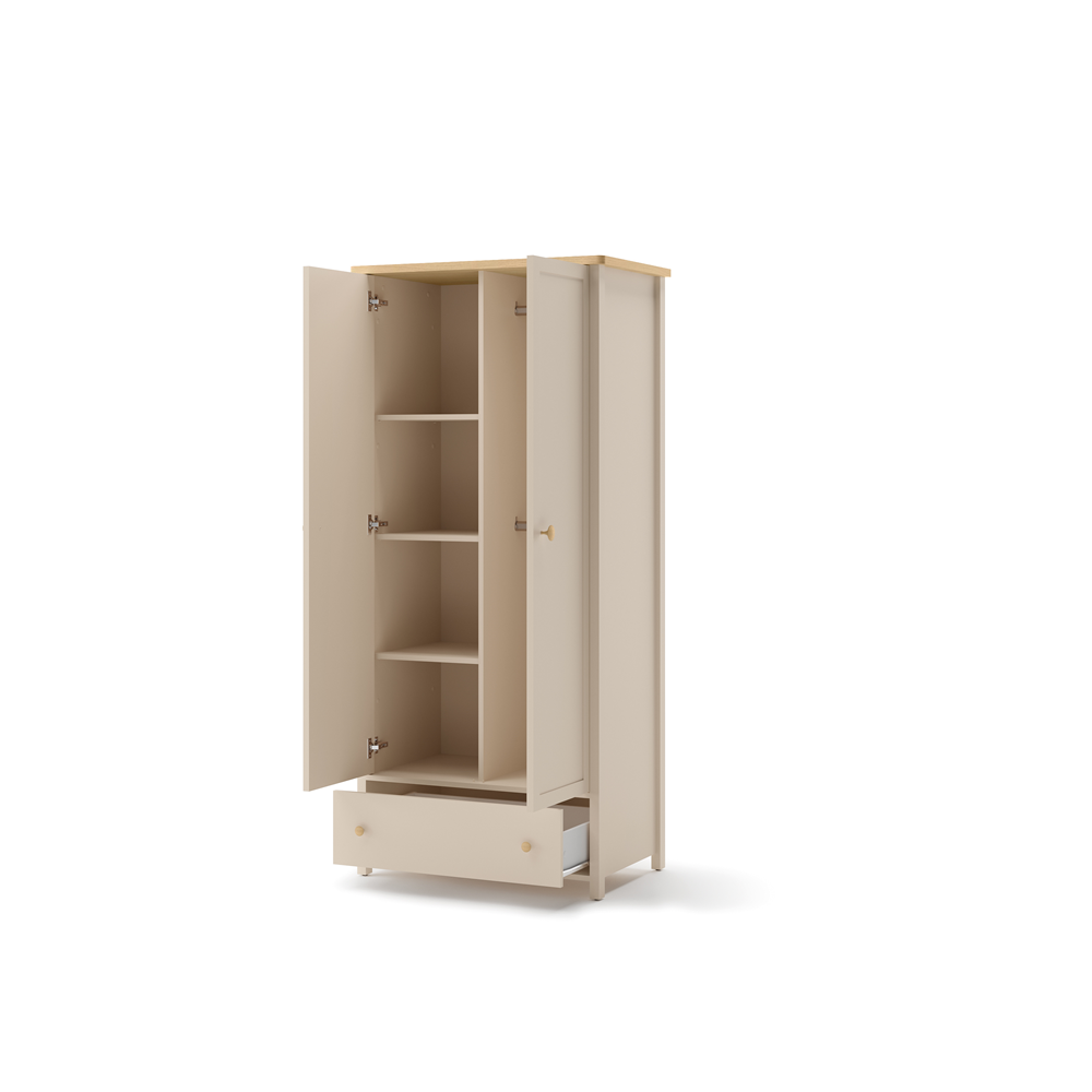 STORY SO-12 - szafa 2d dzielona - beż piaskowy/dąb vincenza bielona