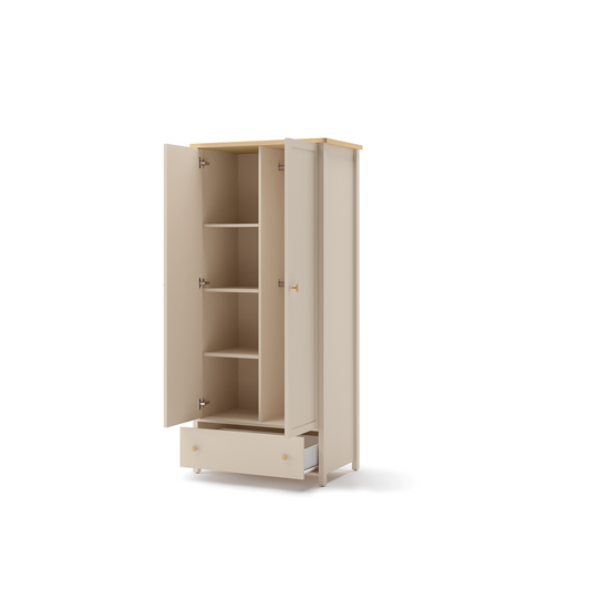 STORY SO-12 - szafa 2d dzielona - beż piaskowy/dąb vincenza bielona