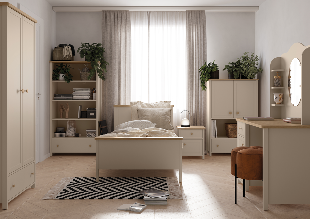 STORY SO-12 - szafa 2d dzielona - beż piaskowy/dąb vincenza bielona