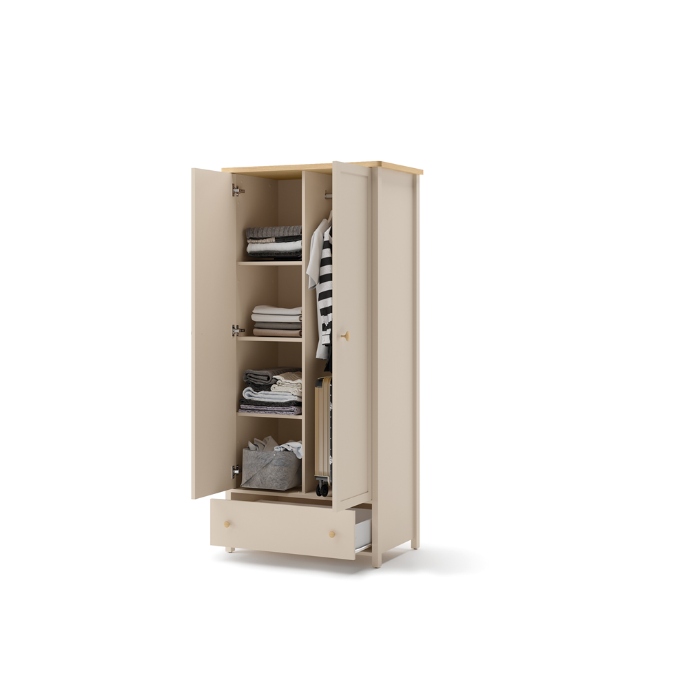 STORY SO-12 - szafa 2d dzielona - beż piaskowy/dąb vincenza bielona