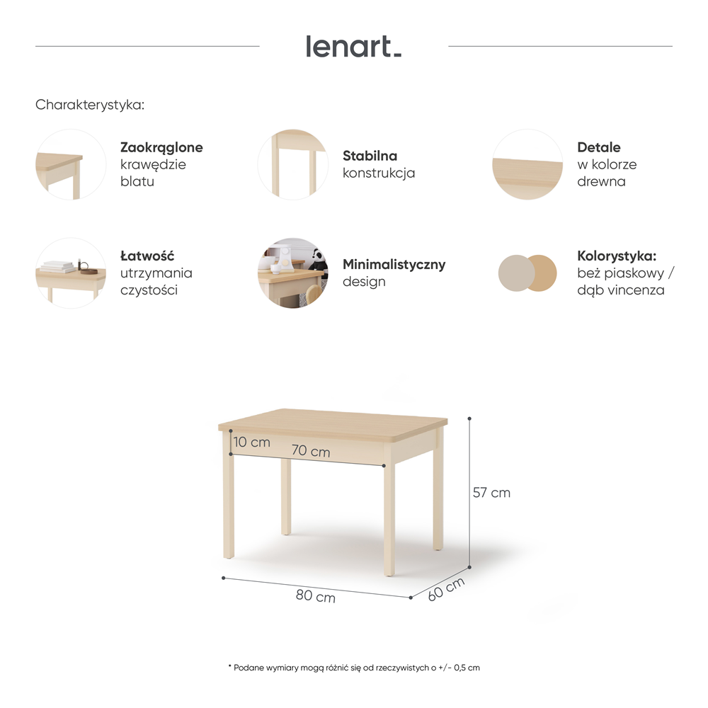 STORY SO-18 - stolik - beż piaskowy/dąb vincenza bielona
