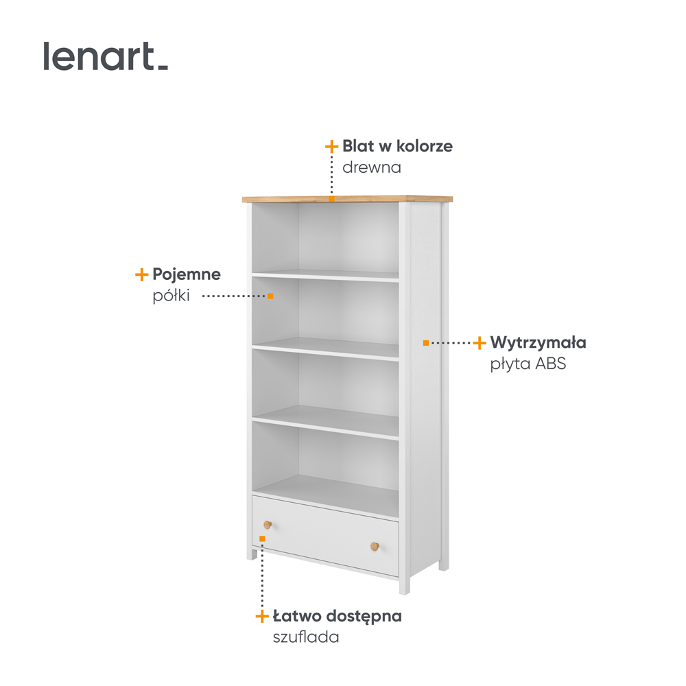 STORY SO-02 - regał 1s - biały/dąb nash