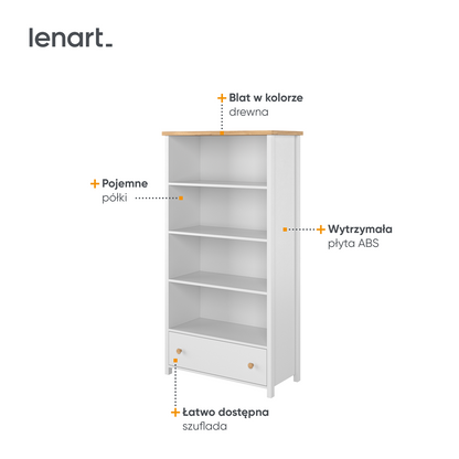 STORY SO-02 - regał 1s - biały/dąb nash