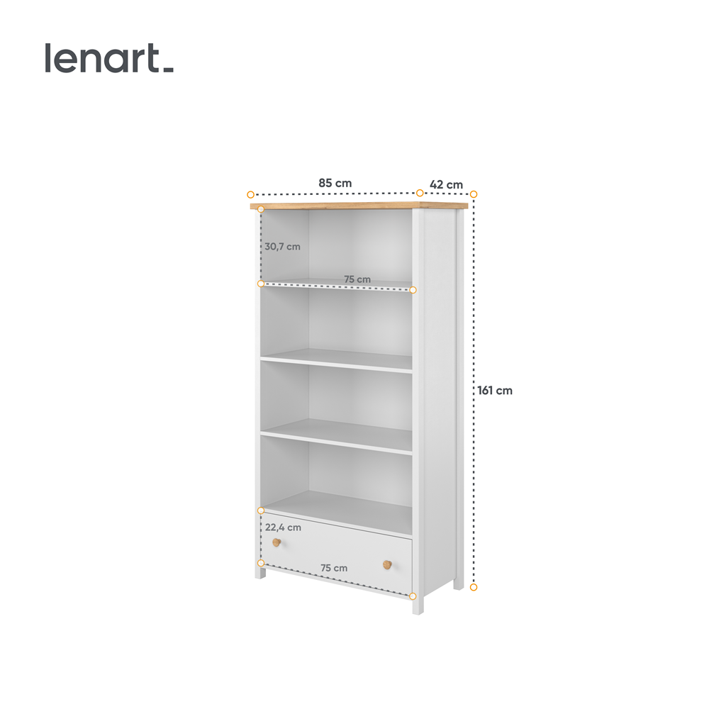 STORY SO-02 - regał 1s - biały/dąb nash