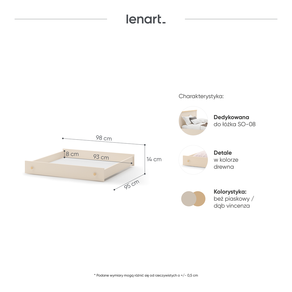STORY SO-09 - szuflada - beż piaskowy/dąb vincenza bielona