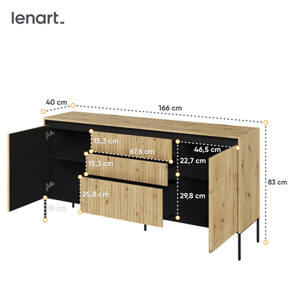 Komoda Trend długa z oświetleniem dąb artisan