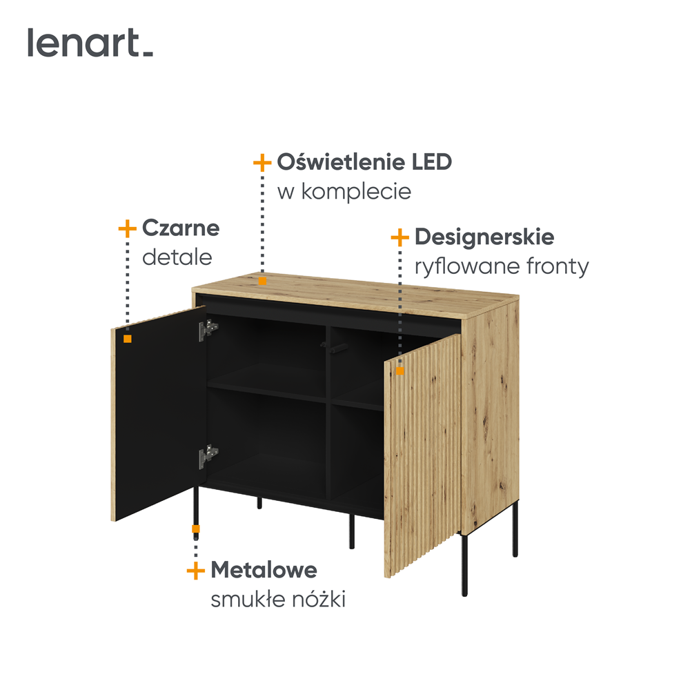 Komoda Trend mała z oświetleniem dąb artisan