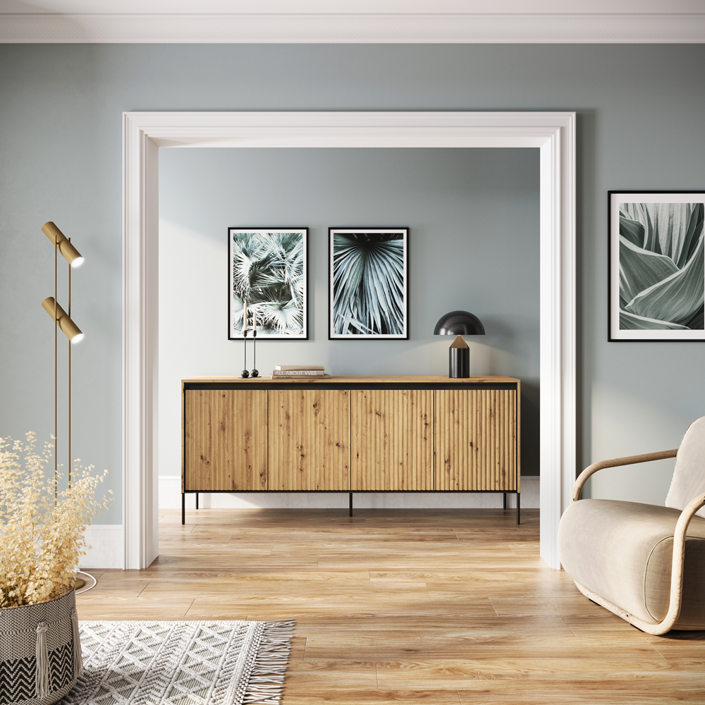 Komoda Trend z oświetleniem frez dąb artisan