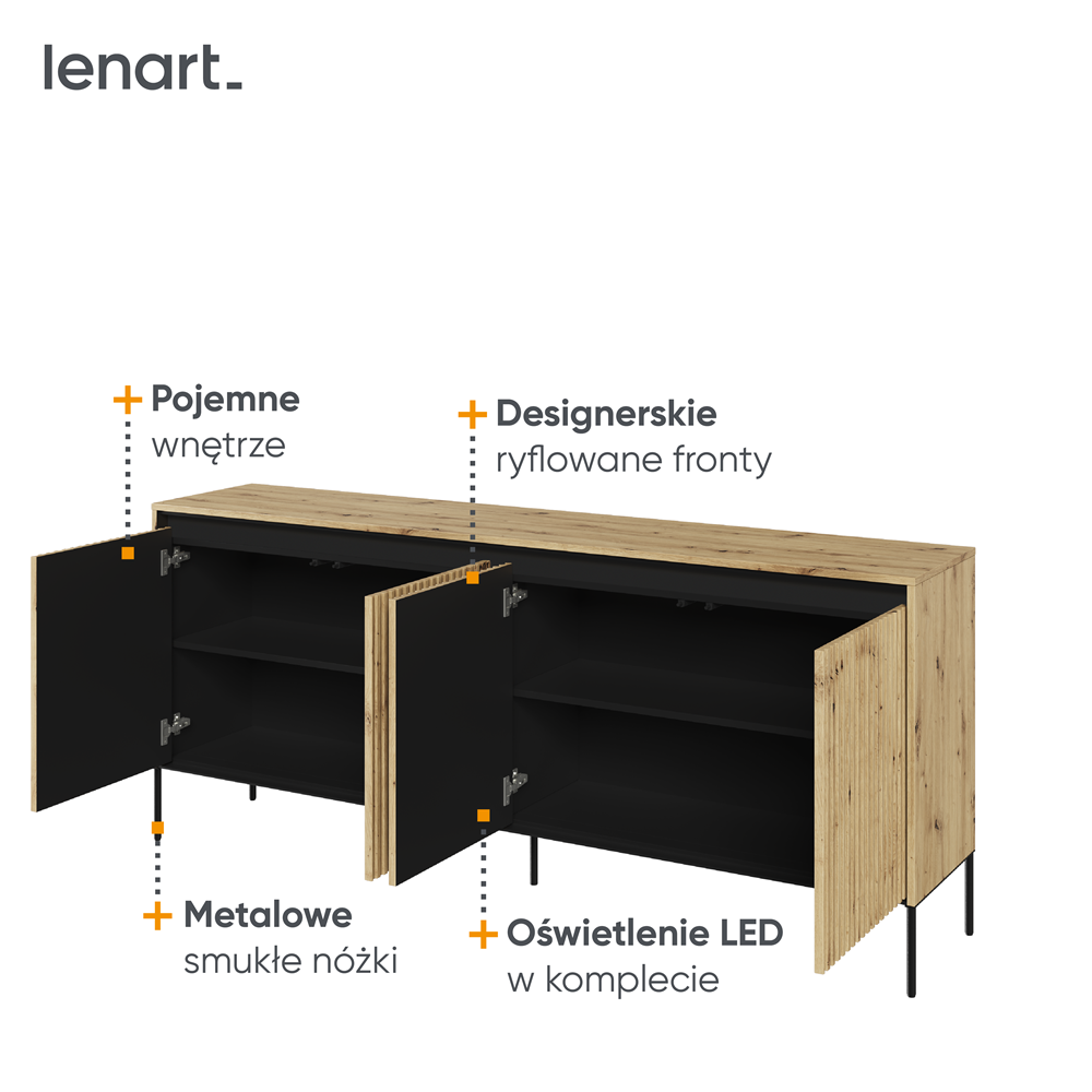 Komoda Trend z oświetleniem frez dąb artisan