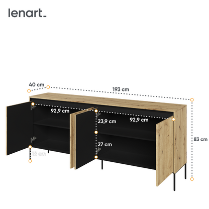 Komoda Trend z oświetleniem frez dąb artisan
