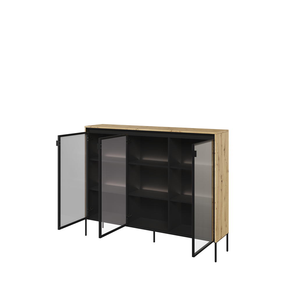 Witryna Trend oszklona metalowe nogi dąb artisan