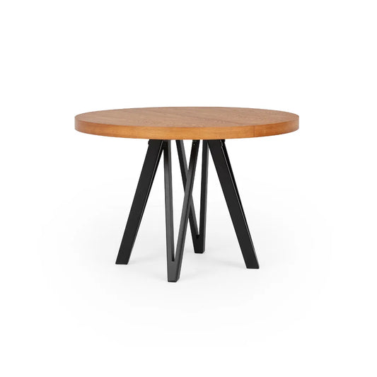 Toy stół rozkładany okrągły na blacie fornir nogi lite drewno