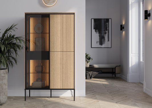 VISSO VI-01 - komoda 2d1w z oświetleniem - dąb linearny