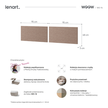 Panel tapicerowany 2 sztuki WOOW WO-14