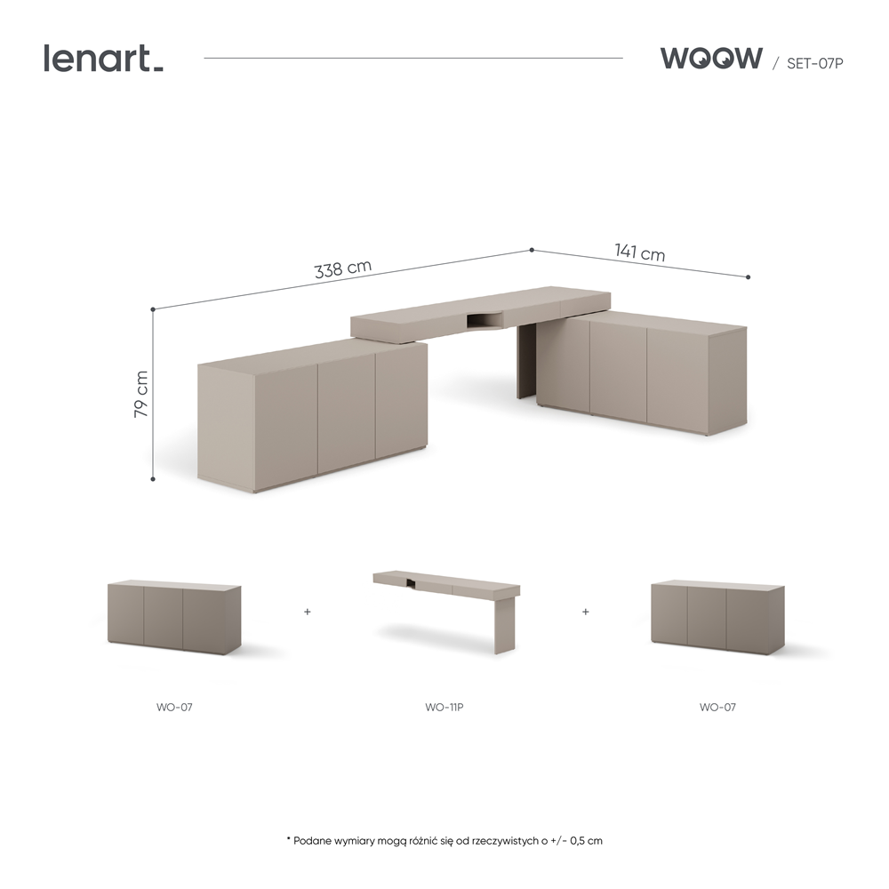 Zestaw mebli WOOW SET-07P (WO-11P,07,07)