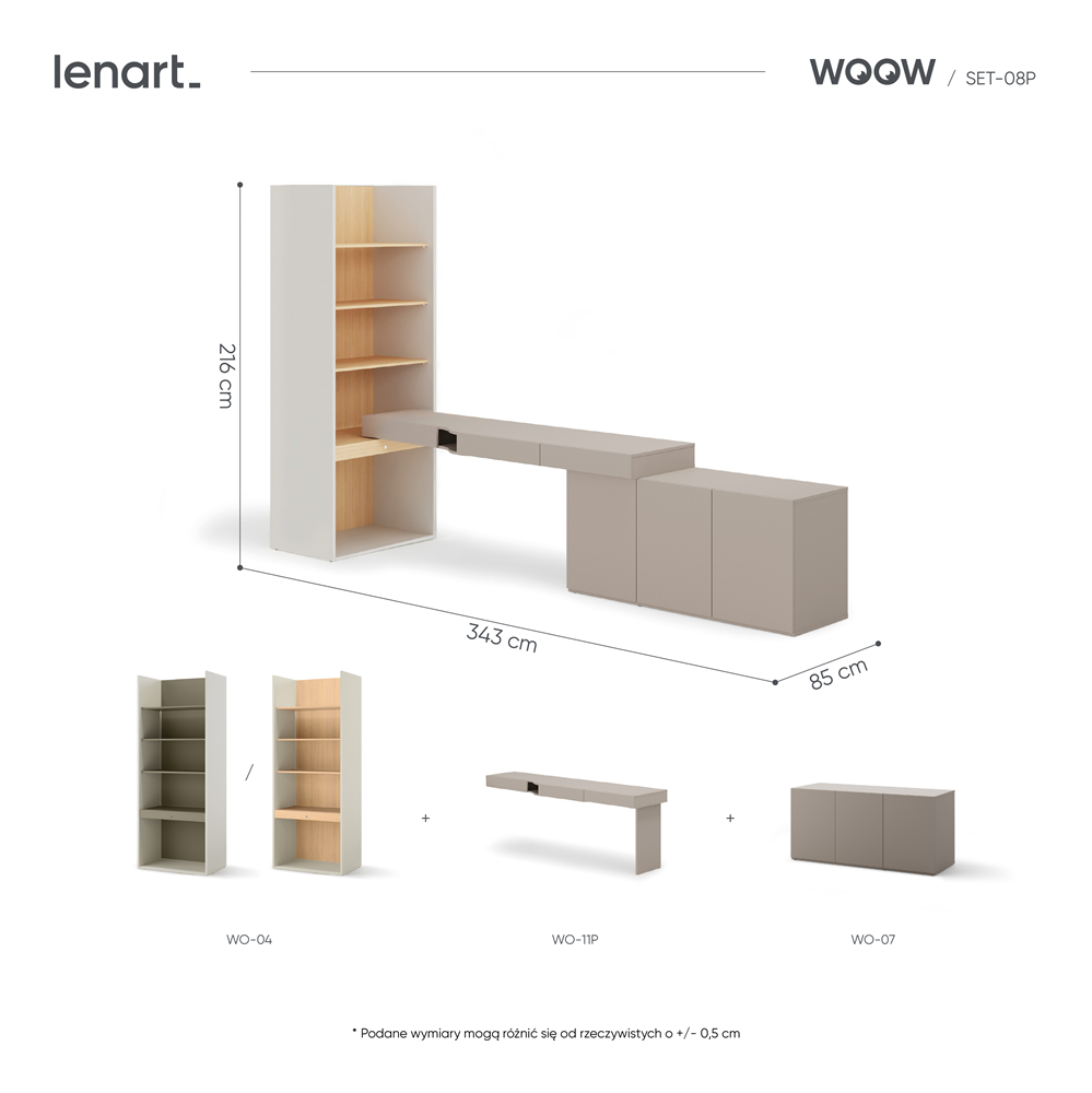 Zestaw mebli WOOW SET-08P (WO-11P,04,07 vincenza bielona)